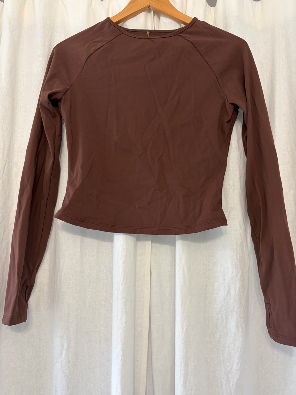 Meshki Long Sleeve Crewneck Top - Chocolate Brown